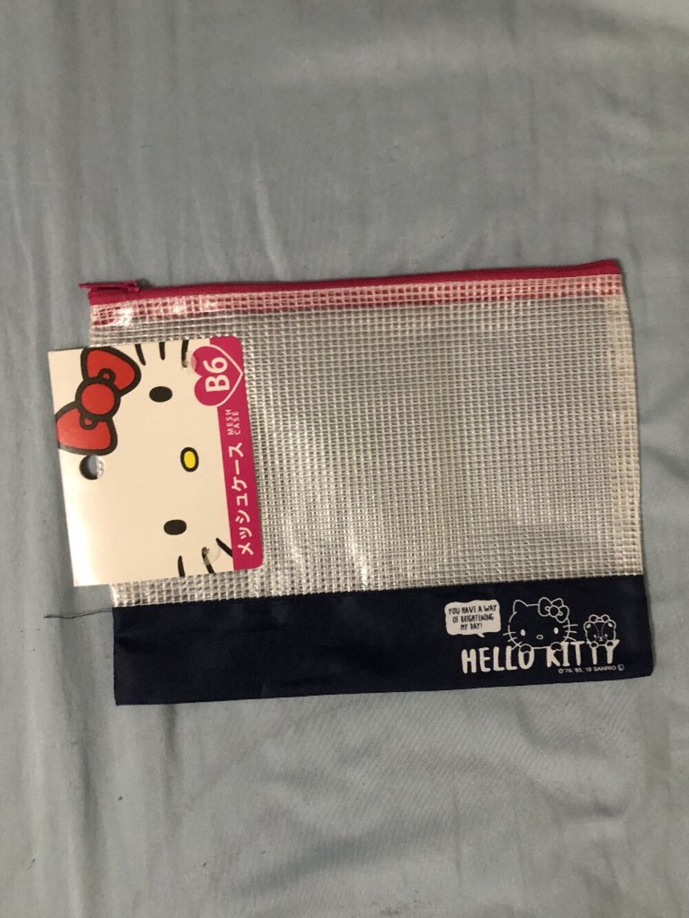 Sanrio Hello Kitty B6 Mesh Case Zipper Pouch Travel Organizer